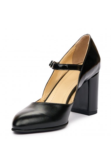 Pantofi dama eleganti din piele naturala neagra 9386