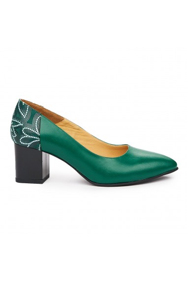 Pantofi dama din piele naturala verde 9406