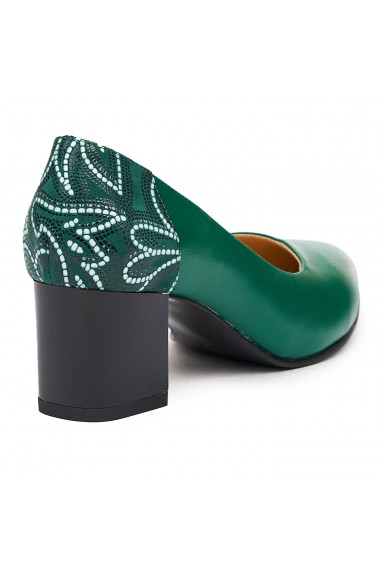 Pantofi dama din piele naturala verde 9406
