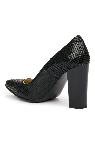 Pantofi dama din piele naturala neagra 9411