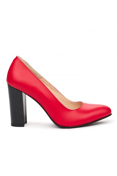 Pantofi dama din piele naturala rosie 9412