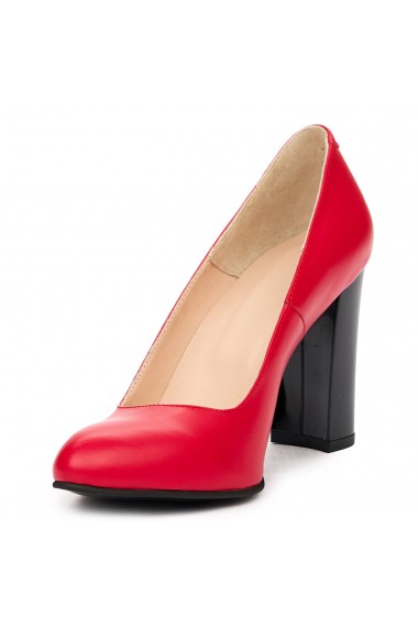 Pantofi dama din piele naturala rosie 9412