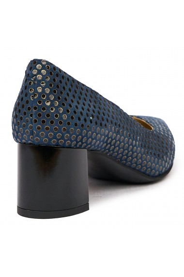Pantofi dama din piele naturala bleumarin 9413