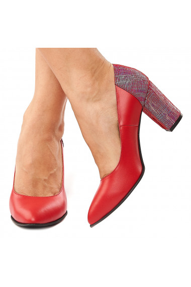 Pantofi dama din piele naturala rosie 4212