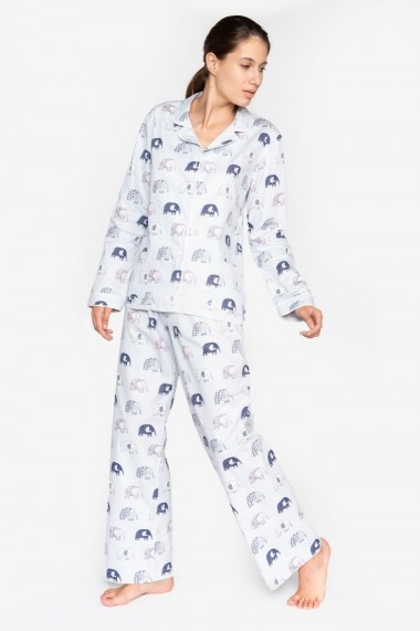 Pijama de bumbac plin cu maneca lunga si pantalon lung