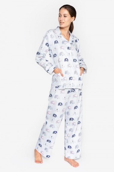 Pijama de bumbac plin cu maneca lunga si pantalon lung