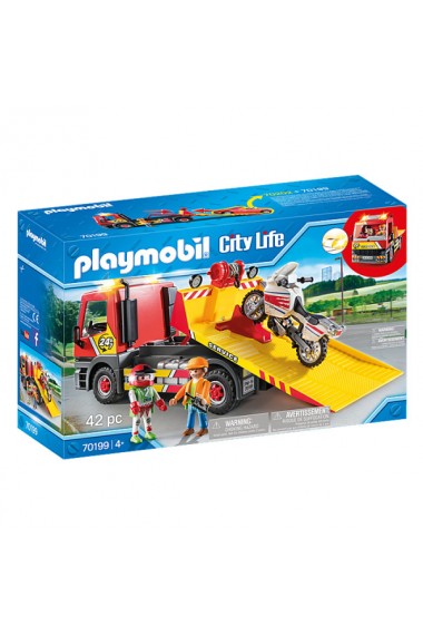 Masina de remorcare cu motocicleta Playmobil City Life