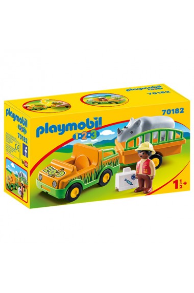 Masina Zoo cu rinocer Playmobil 1.2.3