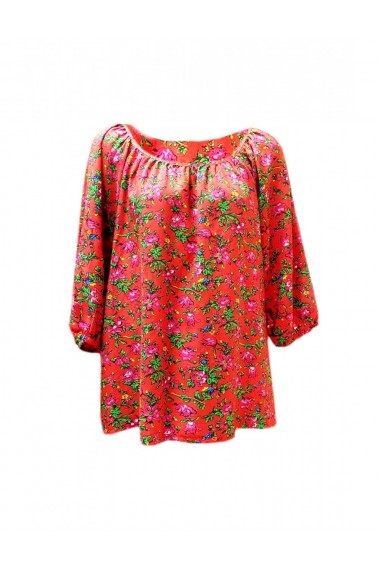 Bluza pentru dama din casmir cu imprimeu floral rosu DAE8072