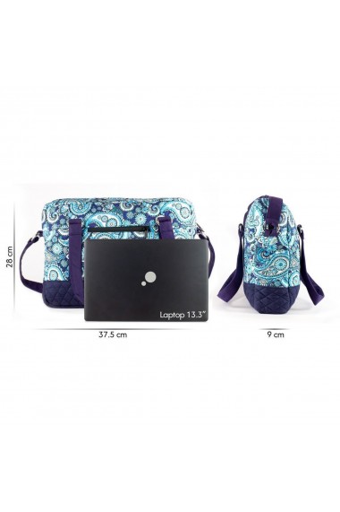 Geanta laptop albastra Paisley