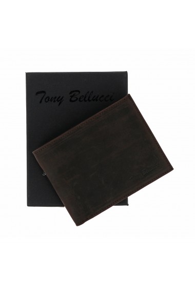 Portofel slim din piele maro ruginiu Tony Bellucci pentru barbati model T138-07
