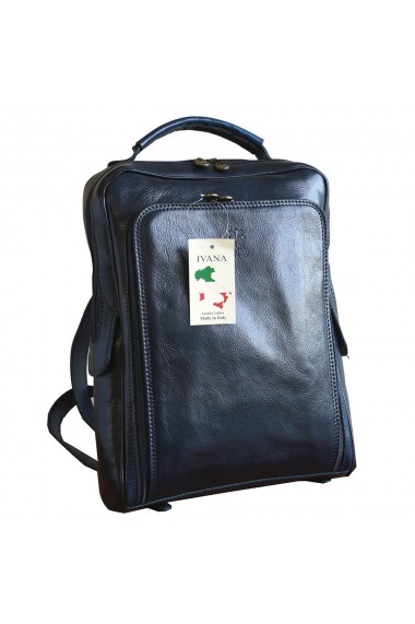 Rucsac unisex din piele bleumarin model R106