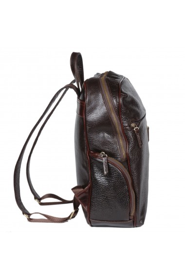 Rucsac unisex din piele naturala rezistenta maro inchis T5094 Tony Bellucci