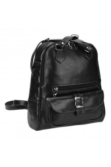 Rucsac/geanta din piele naturala neagra cu cusaturi in constrast model 194