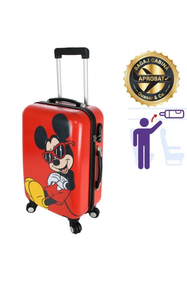 Troler cabina Disney 50 x 34 x 21 cm geamantan Love Mickey rosu-negru