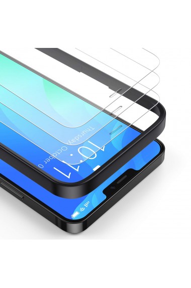 Set 3 bucati folie de sticla compatibil cu Iphone 12 Pro Max 2.5D 0.25 mm cu rama de ghidaj pentru montare