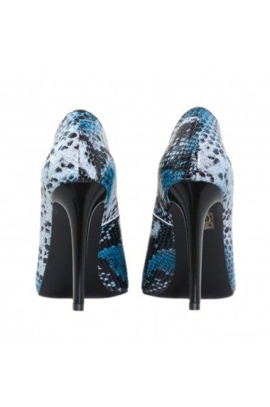 Pantofi eleganti dama din piele naturala albastra animal print Diane Marie