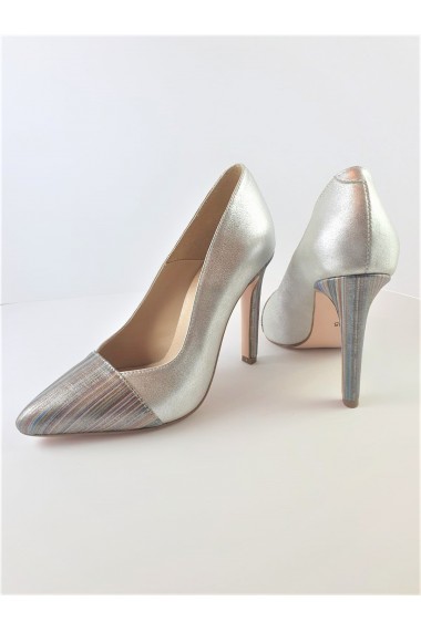 Pantofi stiletto argintii piele naturala Diane Marie