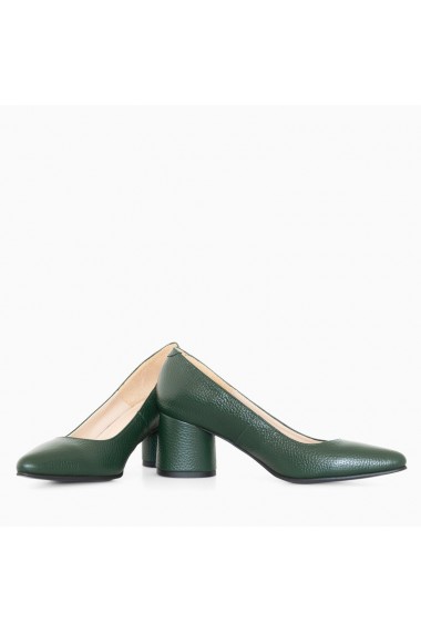 Pantofi dama din piele naturala cu toc rotund culoare verde marca Diane Marie