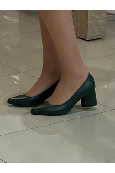 Pantofi dama din piele naturala cu toc rotund culoare verde marca Diane Marie