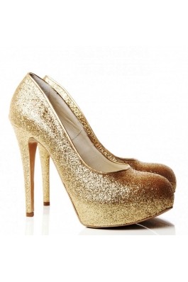 Pantofi CONDUR by alexandru cu glitter auriu, din piele