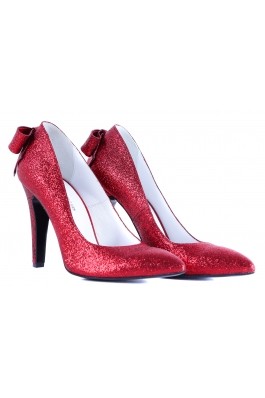 Pantofi CONDUR by alexandru glitter rosu cu funda, din piele