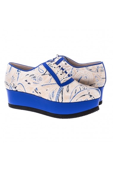 Pantofi CONDUR by alexandru albastri cu imprimeu
