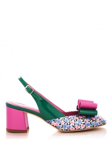 Pantofi decupati la spate CONDUR by alexandru flori roz cu lac verde