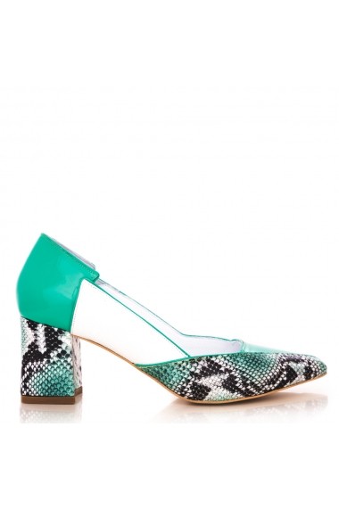 Pantofi cu toc CONDUR by alexandru presaj verde cu kiko alb