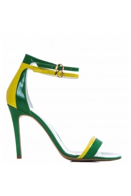 Sandale CONDUR by alexandru verde cu galben, din piele naturala