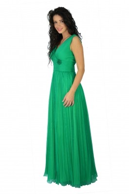 Rochie de seara Lany`s verde, din matase naturala