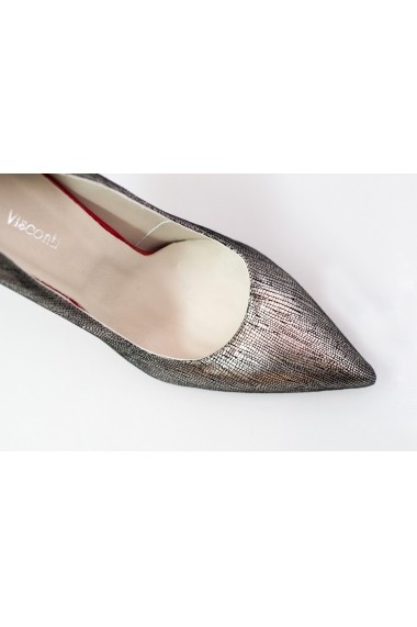 Pantofi Thea Visconti stiletto argintii cu platforma ascunsa