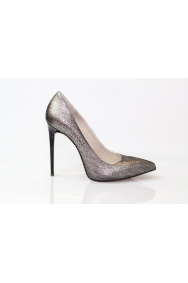Pantofi Thea Visconti stiletto argintii cu platforma ascunsa