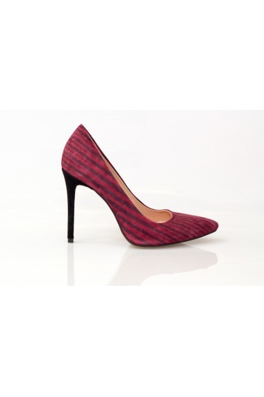 Pantofi Thea Visconti stiletto negru-rosu cu toc