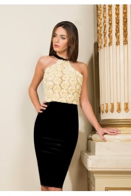 Rochie LOVELOVE Sign of fashion black and yellow