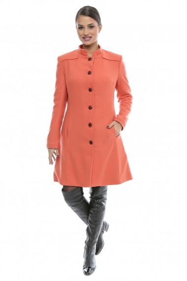 Pardesiu gros din stofa de lana Bright Season - Cardinale Rosa oranj, portocaliu DUO-CR0072BS