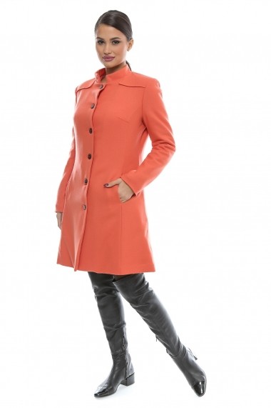 Pardesiu gros din stofa de lana Bright Season - Cardinale Rosa oranj, portocaliu DUO-CR0072BS