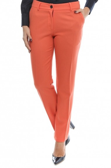 Pantaloni drepti grosi din lana Bright Winter Season - Cardinale Rosa oranj