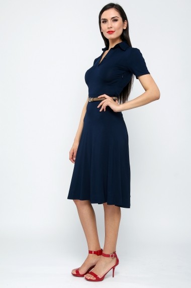 Rochie polo din bumbac Navy Blue - Sweet Rose of Mine bleumarin DUO-SR0011NNB