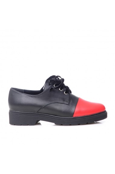 Pantofi VERONESSE negru-rosu, din piele naturala