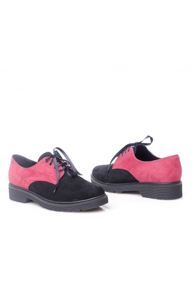 Pantofi VERONESSE rosu-negru, din piele naturala