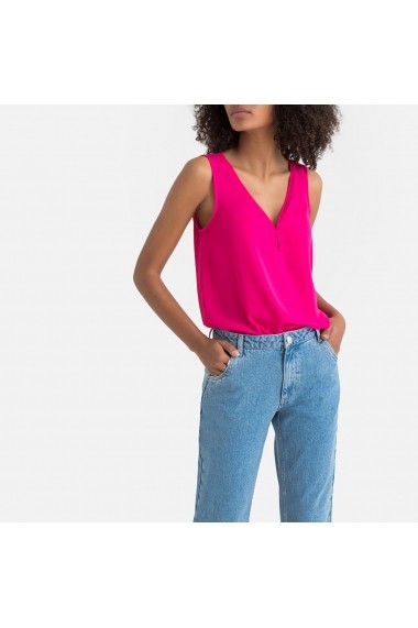 Top fucsia fara maneci cu decolteu in v La Redoute Collections GGD108 