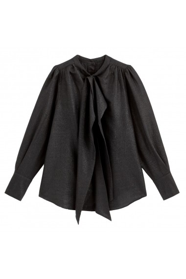 Bluza neagra cu guler inalt, tip panglica cu maneca lunga La Redoute Collections GGQ743