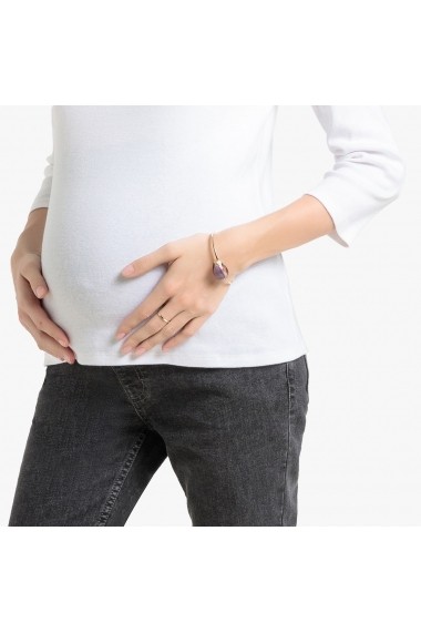 Bluza alba pentru gravide cu guler barcuta su nasturi La Redoute Collections GGS211 