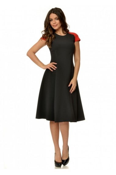 Rochie de zi AD-Fashion neagra cu manecute rosii ADF-R228i061