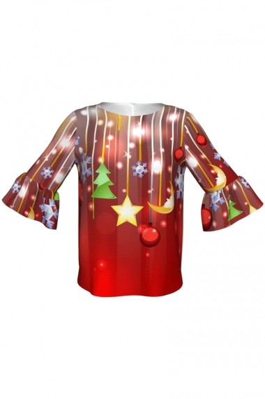 Bluza Dames cu maneci clopot imprimata digital Decorations C268C9