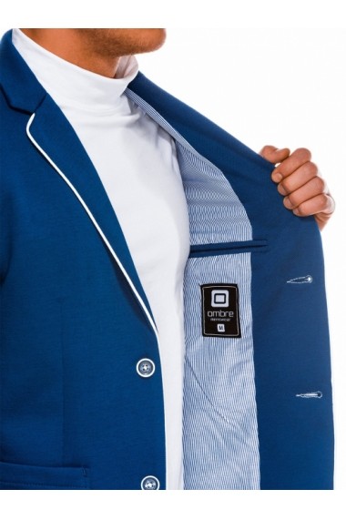 Sacou pentru barbati bleu casual slim fit cu buzunare aplicate elegant inchidere doi nasturi  M81