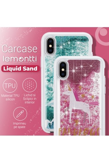Carcasa iPhone 8 / 7 Lemontti Liquid Sand Unicorn Glitter