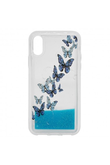 Carcasa iPhone XS / X Lemontti Liquid Sand Butterflies Glitter