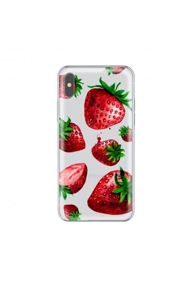 Husa iPhone X Lemontti Silicon Art Strawberries